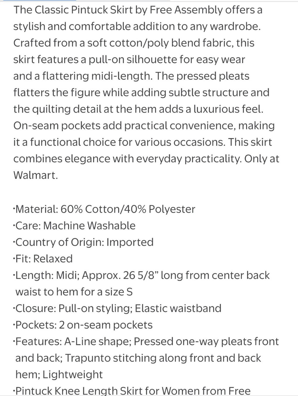 Free Assembly Women's and Women's Plus Pintuck Knee Length Skirt - Picture 6 of 7